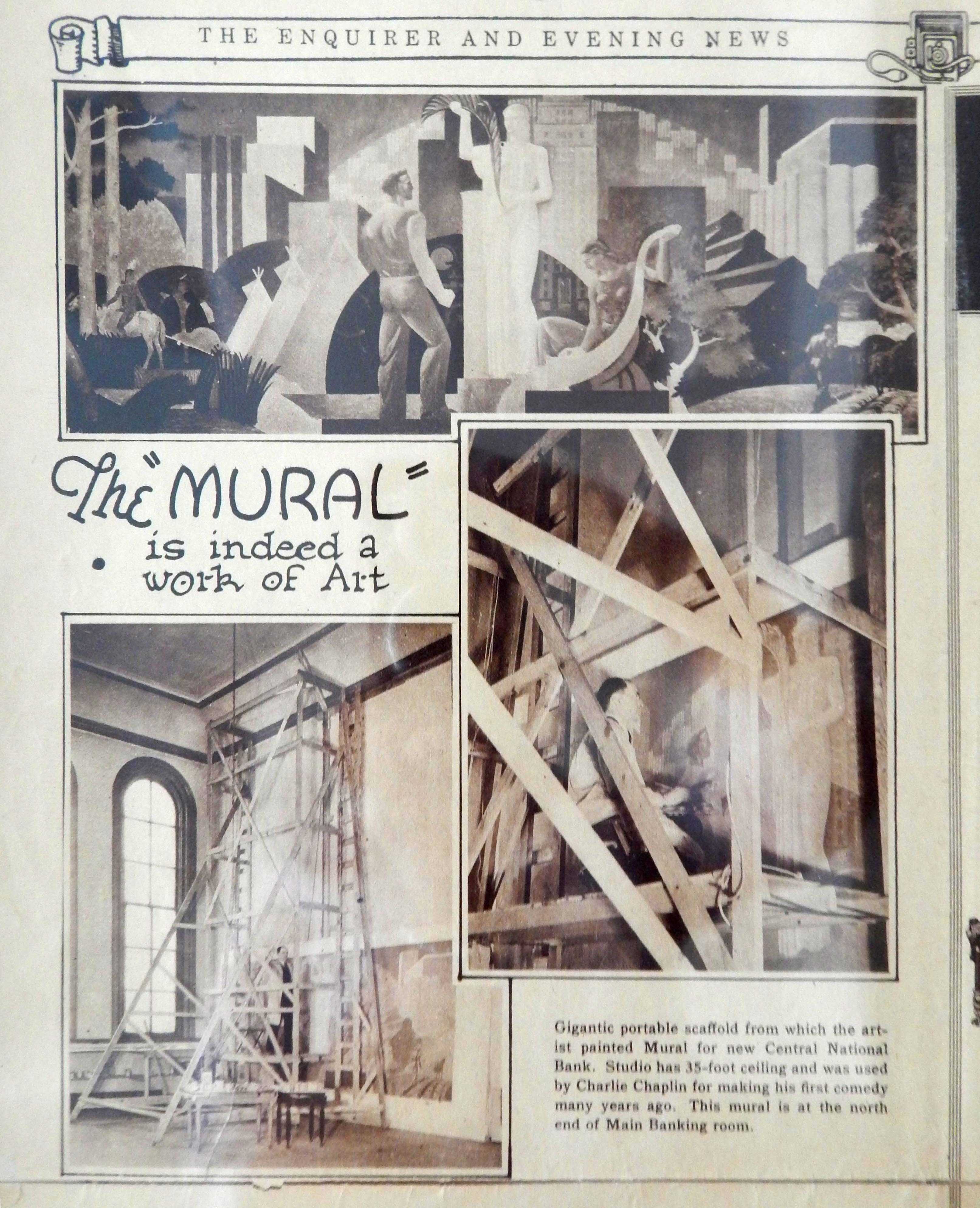 The mural in the bank room (taken from the Enquirer and Evening News)